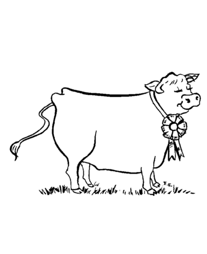 Animal Coloring Pages - Prize Cow 