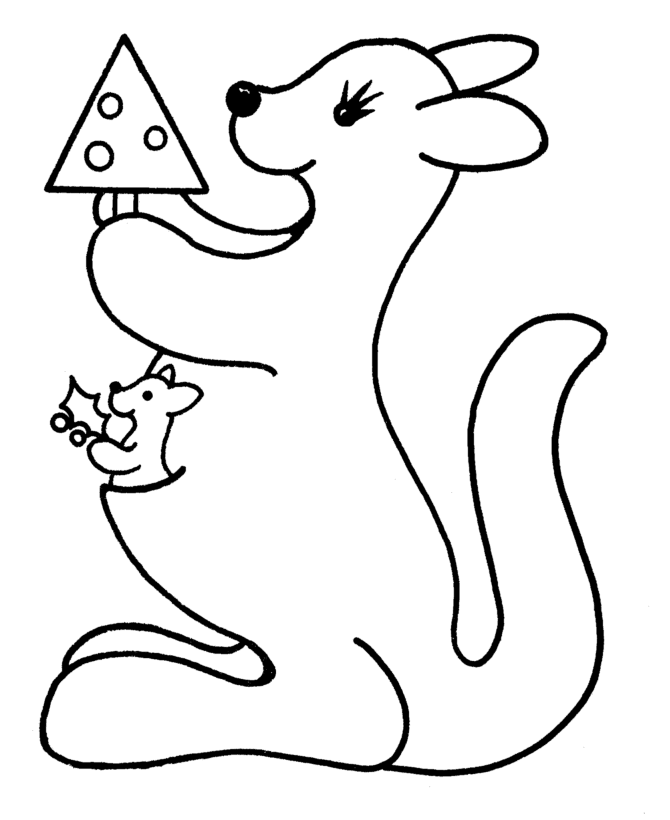 Learning Years Christmas Coloring Pages Kangaroo With Small Christmas Tree Christmas