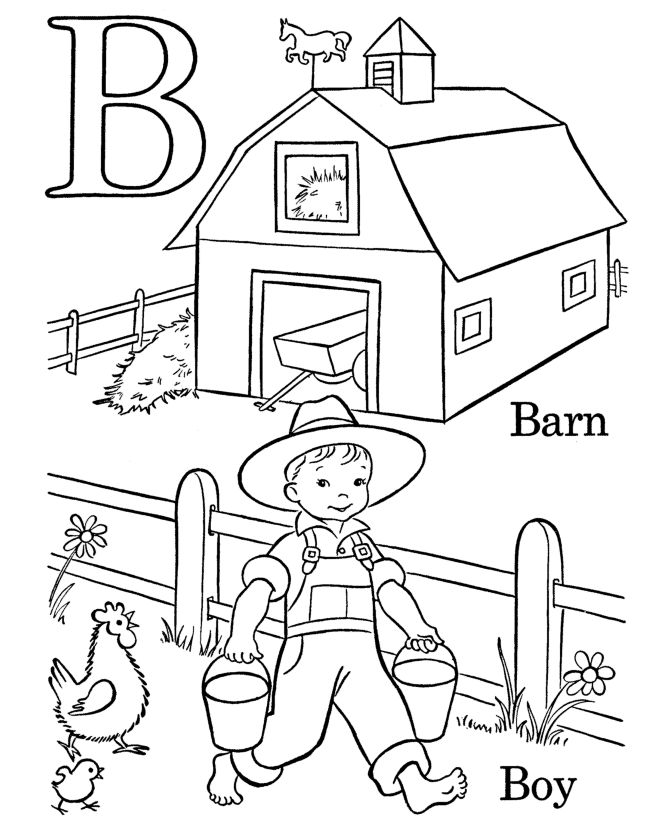 Letters & Objects Coloring Pages - B