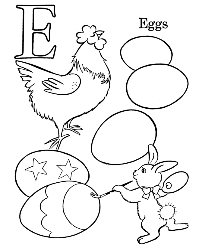 Letters & Objects Coloring Pages - E