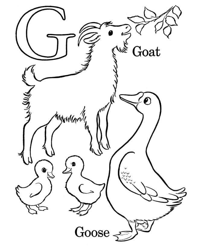 Letters & Objects Coloring Pages - G