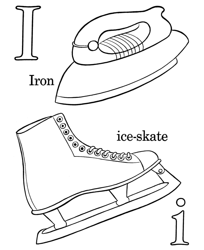 Letters & Objects Coloring Pages - I 