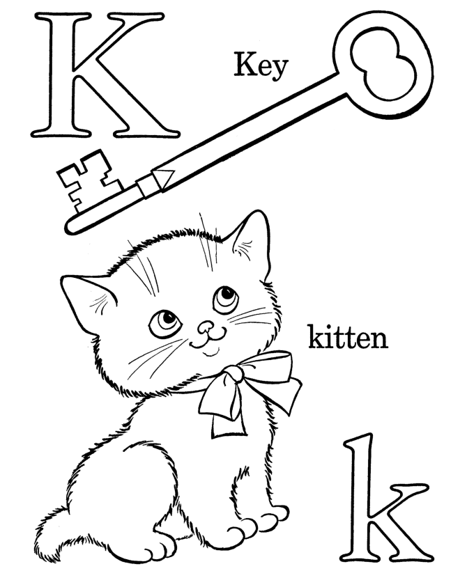 Letters & Objects Coloring Pages - K