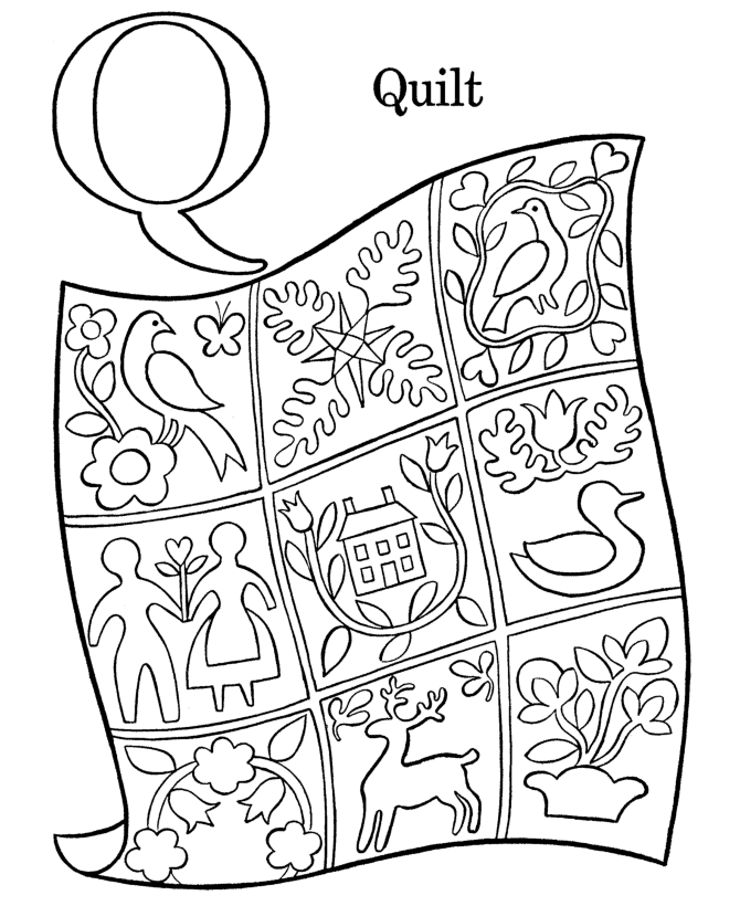 Letters & Objects Coloring Pages - Q