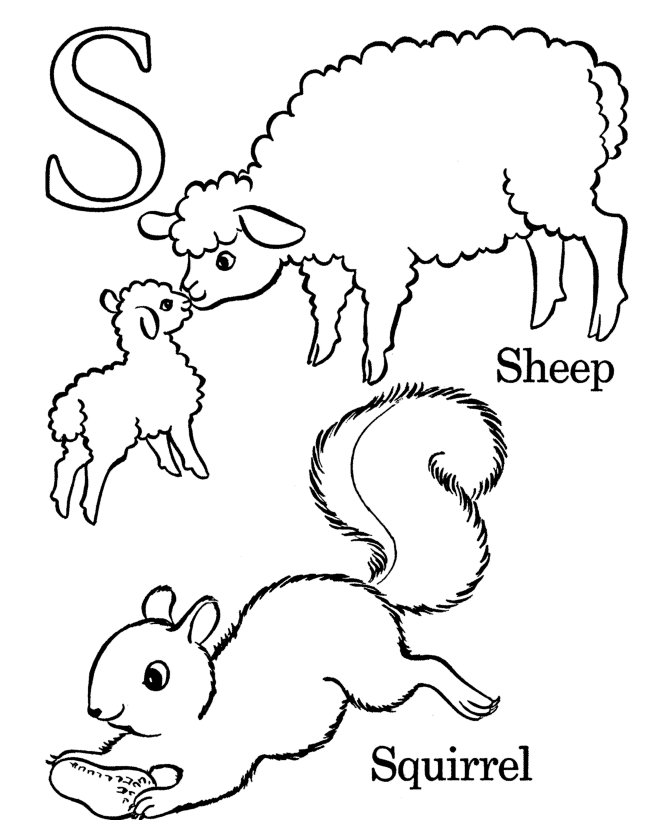 Letters & Objects Coloring Pages - S 