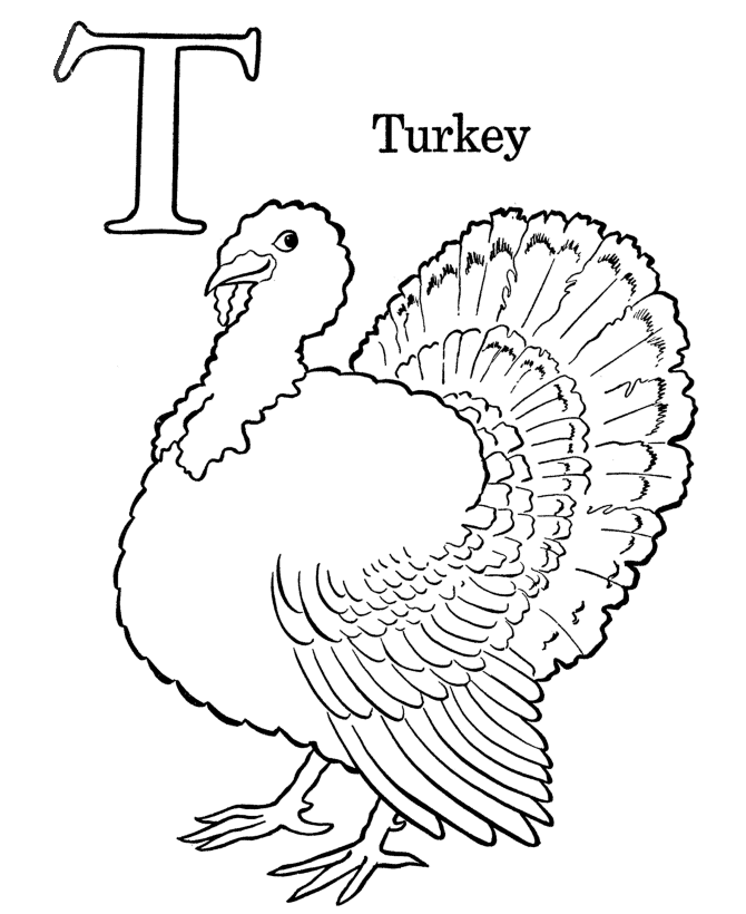 Letters & Objects Coloring Pages - T 
