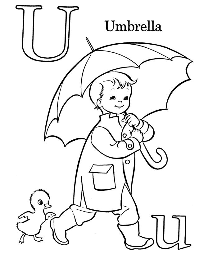 Letters & Objects Coloring Pages - U 