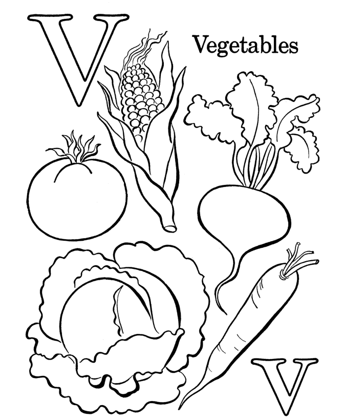 Letters & Objects Coloring Pages - V 