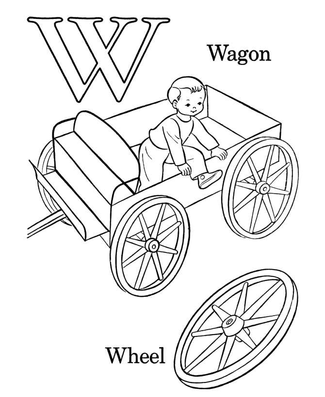 Letters & Objects Coloring Pages - W 