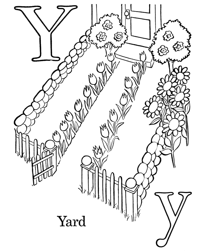 Letters & Objects Coloring Pages - Y