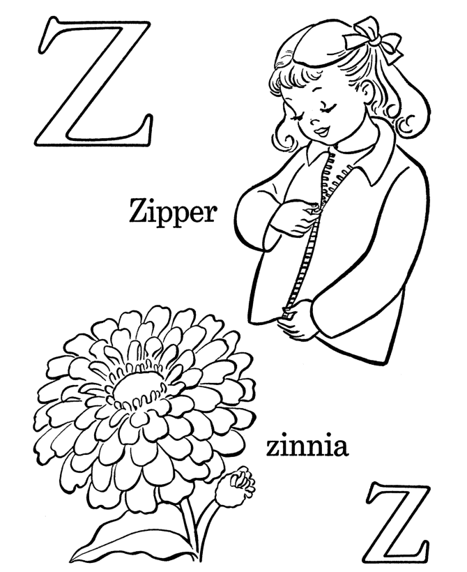 Letters & Objects Coloring Pages - Z