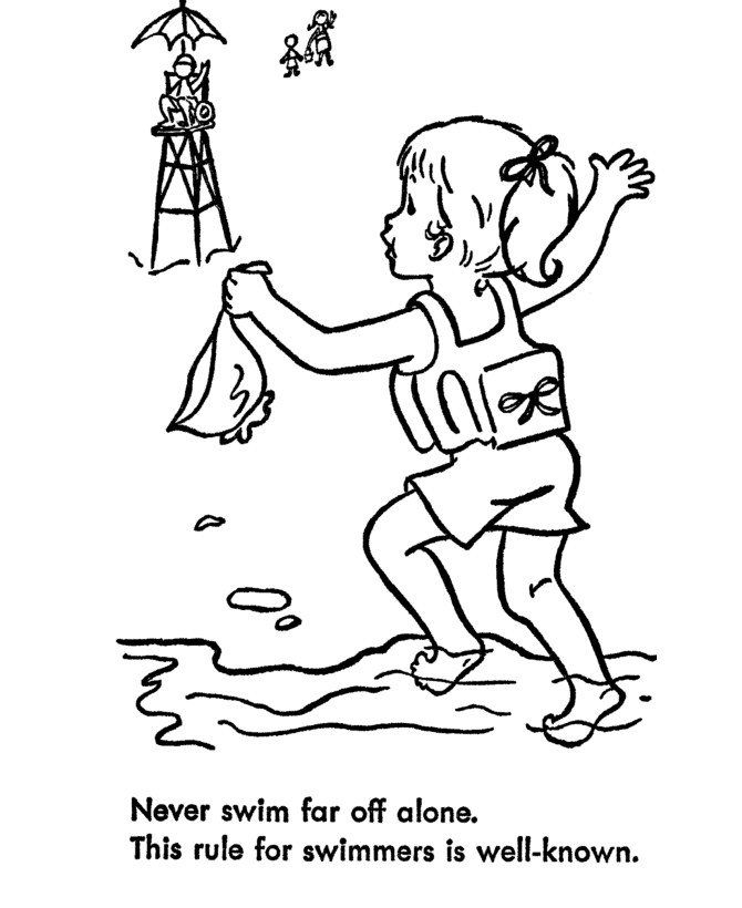 Safety Coloring Pages - Safe Swim