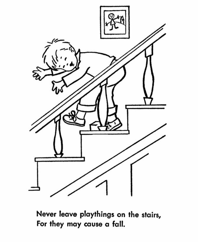 Safety Coloring Pages - Stair Safety