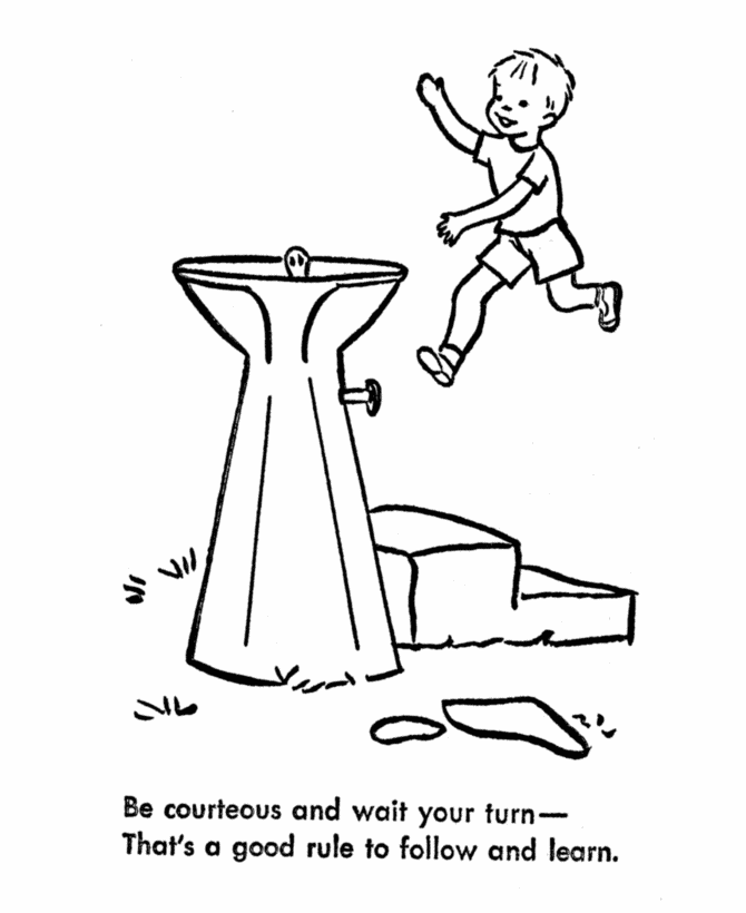 Safety Coloring Pages - Playground Safey 