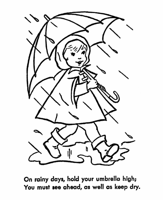 Safety Coloring Pages - Umbrella Safety