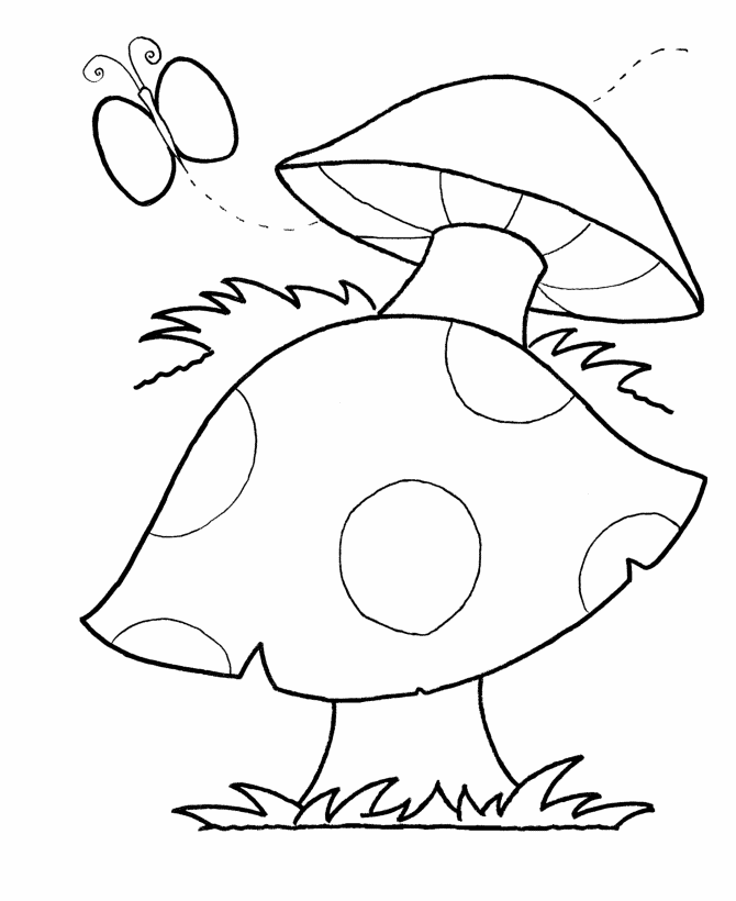 Simple Shapes Coloring Pages - Mushroom 