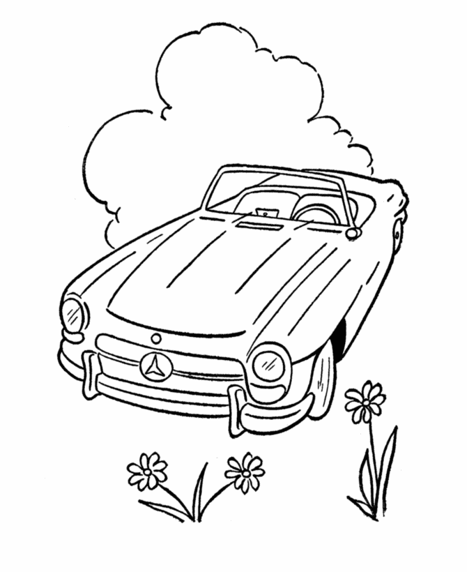 60's Mercedes Convertible Coloring Pages 