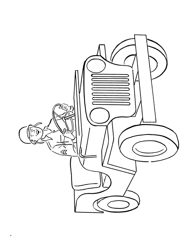 Cars and Vehicles Coloring Pages - Army Jeep