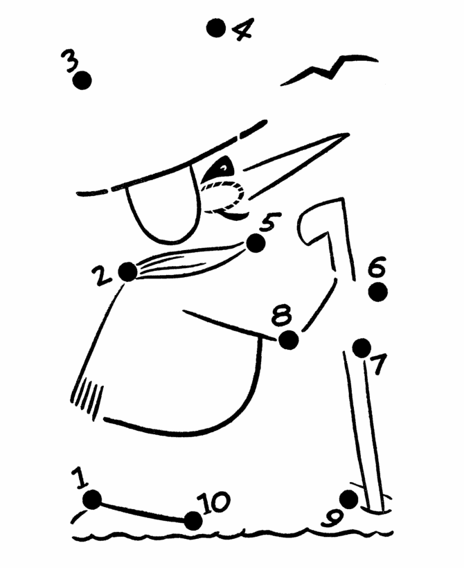 Simple Follow the Dots Coloring Pages - Snowman 